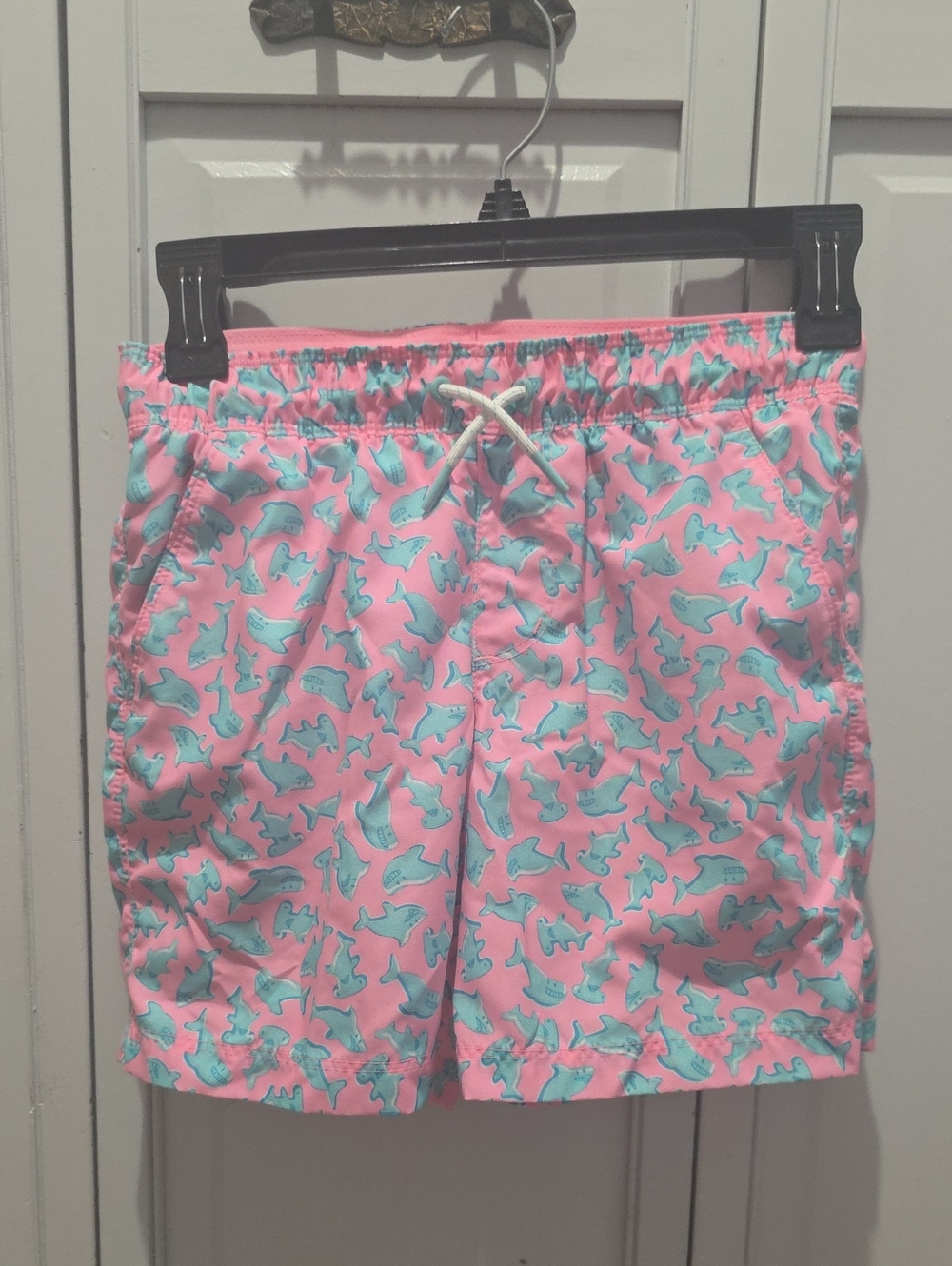 Cat & Jack Pink Swim Bermudas with Aqua Shark Print